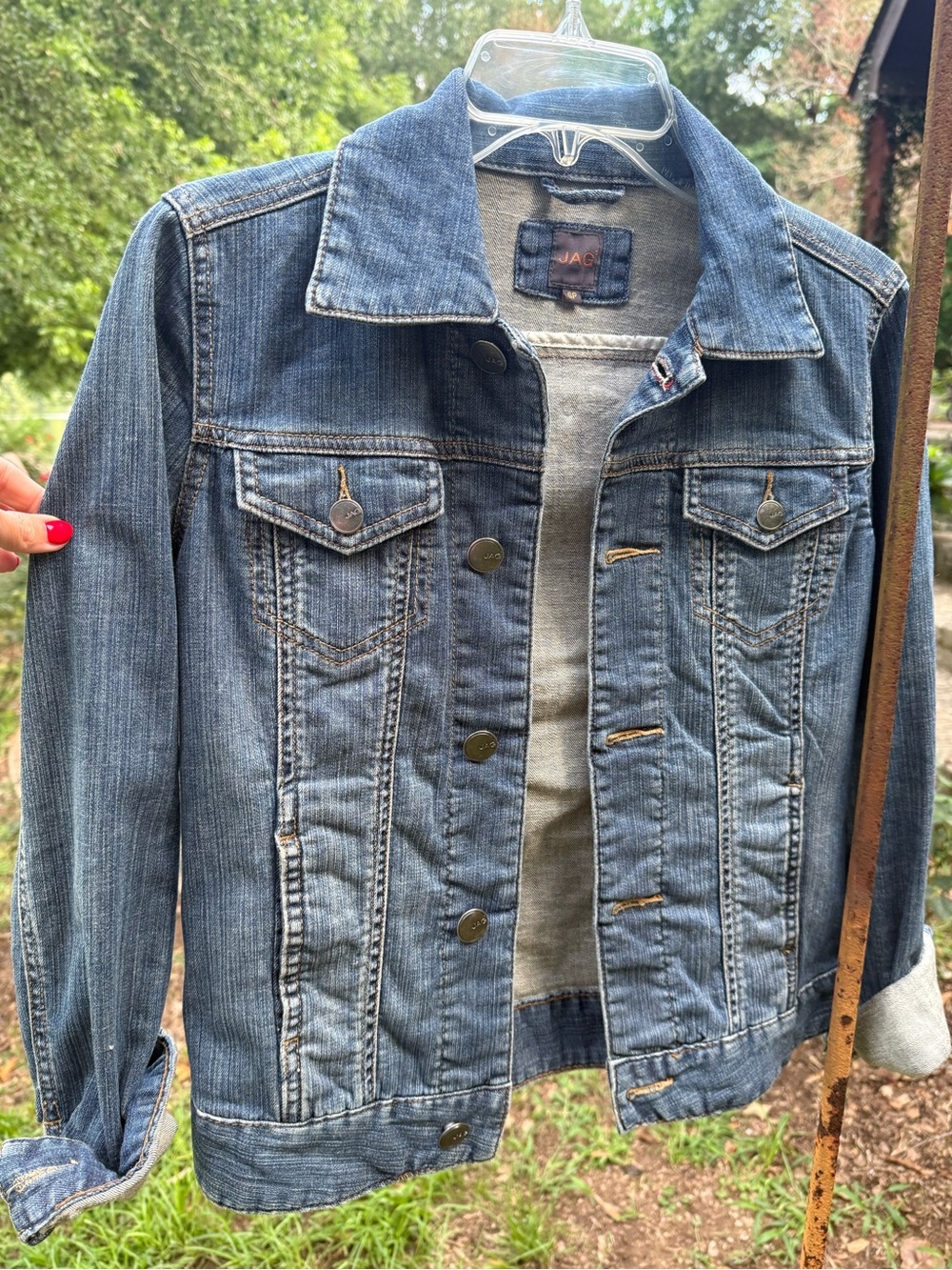 JAG Denim Jacket Womens SP Small Petite Blue Stretch Trucker Jean Jacket